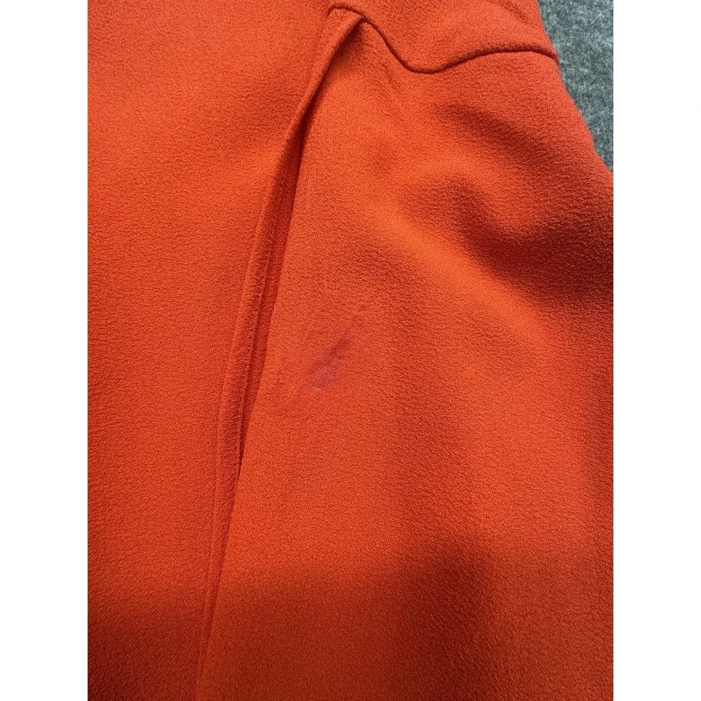Skies are‎ Blue Dress Ruffle Open Long Sleeve Round Neck Bright Orange Size L